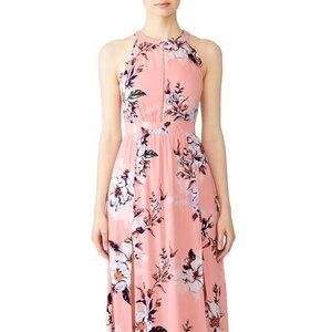 Pink Floral Printed Maxi Dress by Fleurtine